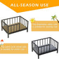 Dog Bed with Rails - Elevated Pet Metal Bed Frame with Solid Wood Board and Washable Soft Mat for Small Dog Indoor or Outdoor Use, 21.3" x 30", Black