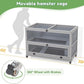 Coziwow Hamster Cage 35.4'' with Removable Ramps & Tray, Small Animals Hutch with Wheels & 2 Openable Doors, 3-Tier Wooden Cage for Dwarf Syrian Hamster, Mice, Rat, Rabbit