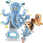 Squeaky Dog Toys for Large Dogs, Octopus Dog Toy Interactive Tug of War Dog Plush Toy to Keep Them Busy, Crinkle Dog Toy Plush Dog Toys (Blue)