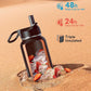 Water Bottle 40 oz Insulated with Straw&Brush, Coolflask Vaccum Stainless Steel Metal 3 Lids Water Flask for Sports, Gym or Office, Keep Cold 48H Hot 24H, Piano Night
