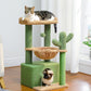 PEQULTI 4-in-1 Cactus Cat Tree, 33'' Cat Tower for Indoor Cats with Large Condo, Cat Scratching Post for Cats with Deep Hammock& Cozy Top Perch,Green