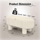 Corduroy Storage Ottoman Bench, 43" Upholstered Oval Footrest with Hidden Storage, Modern Design with Solid Wood Legs for Bedroom, Living Room, and Entryway Furniture, White