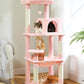 Cat Tree for Large Cats Adult with Metal Plush Big Hammock, 56.3" Cat Tower with 2 Door Condo House, 6-Tier Cat Shelves with Scratching Posts and Large Top Perch, Light Pink