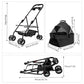 Pet Stroller, 4 Wheels Dog Cat Carrying Cart, Foldable Puppy Carrier with Storage Bag and Detachable Grid Structure for Small/Medium Dogs Cats Up to 44Lbs (Black)
