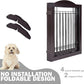 SPIRICH 96-inch Extra Wide 30-inches Tall Dog Gate with Door Walk Through, Freestanding Wire Pet Gate for The House, Doorway, Stairs, Pet Puppy Safety Fence, Support Feet Included(Espresso)