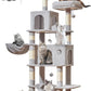 Taoqimiao Large Cat Tree，73-Inch Cat Tree Tower with 9 Scratching Posts for Indoor Cats, 2 Large Cat Condo with Hammock, Hanging Basket, 2 Extended Platform, Light Gray MS013XLW