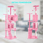FDW Cat Tree 70in Cat Tower Multi-Level Durable Cat Scratching Post & Cozy Fun Cat Jumping Platform Space Saving Cat Condo Pet Play House for Indoor Cats,Pink