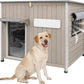 Dog House Outdoor Weatherproof & Wooden Dog Kennel with Chew-Proof Iron Frame，Removable Floor, Adjustable Vent Window, Easy Assembly for Large and Medium Dogs 43.3" D x 29.5" W x 33.5" H