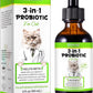3 in 1 Probiotics for Cats, Cat Digestive Support,Daily Digestive Health Supplement with Multiple Strains of Bacteria Help with Diarrhea,Gas and Bloating, Cat Herbal Supplements- 60ml