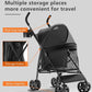 Pet Stroller with 4 Wheels for Small/Medium Pets, Portable Travel Foldable Carrier Jogger for Dog Cat Puppy Kitty, Rear Wheel Breaks, Storage Basket, Visible Mesh with Weather Cover (Black)