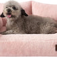 Hollypet Fluffy Plush Pet Cat Couch Soft Calming Pet Sofa Beds for Medium Small Cats and Dogs, Pink