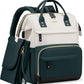 LOVEVOOK Diaper Bag Backpack, Baby Bag with Changing Station, Large Diaper Backpack for Moms Dads, Waterproof Leather Accents Baby Boy and Girl Bag for Travel Baby Essentials, Dark Green-Beige