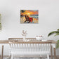 Beach Coastal Bathroom Pictures Wall Art, Seaside Ocean Bathroom Wall Decor, Sunrise Palm Framed Painting Canvas Artwork for Bedroom Living Room Decorations 16"L x 12"W