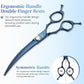7 inch Matte Blue Curved Dog Grooming Scissors Professional 440C Stainless Steel Dog Shears Smooth Cutting Comfortable Grip and Easy to Use for Groomers and Home Use