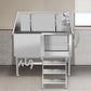 50" Pet Dog Bathing Station W/Stairs, Professional Stainless Steel Dog Grooming Tub W/Soap Box, Faucet,Rich Accessory, Dog Bathtub for Large,Medium,Small Pets, Washing Sink for Home (50" Right ramp)
