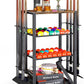 Pool Stick Holder Rack Stand for 8 Cue Sticks - Billiard Game Room Storage Cart with Organizer for Balls, Pool Table Accessories and Equipment - Heavy Duty Floor Stand Cue Stick Rack for Home or Bar
