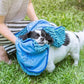 Tuff Pupper Quick Dry Towel for Dogs | Ultra Absorbent Microfiber Shammy | Extra Large 35x15 Size for All Breeds | Comfortable Hand Pockets | Indoor Outdoor Use | Durable Material | Machine Washable