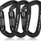 BEIFENG 25KN Auto Locking Carabiner - UIAA Certified Heavy Duty Climbing Carabiners for Rock Climbing, Camping, Rappelling, Hunting, Rescue Equipment - Professional Carabiner Clips (Black)