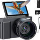 Digital Camera, 4K 64MP Cameras for Photography with 3" 180° Flip Screen,Macro and Wide-Angle Lenses,16X Vlogging Camera for YouTube with 64GB Micro SD Card for Beginner, Teens