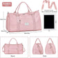 FIORETTO Womens Gym Tote Duffle Bag with Wet Pocket & Shoe Compartment, Sports Duffel Overnight Weekender Hospital Workout Carry on Bag for Girls, Ideal for Travel, Swimming, Dance, Ballet Pink