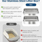 Stainless Steel Sifting Litter Box with Lid, Metal Litter Pan with Scoop for Big Cats Multi Cat, Extra Large Cats Litterbox Odor Control Easy Clean (24 * 16 * 12inch-Side Entry, X-Large)