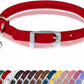 OOPSDOGGY Rolled Leather Cat Collar with Bell, Reflective Kitten Collars with Buckle Include Safety Elastic Strap - Adjustable Small Pet Collars for Boy Girl Cats (Red)