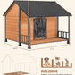Extra Large Dog House Outdoor for Large Dogs, Insulated Dog House with Metal Frame, Waterproof Dog Shelter with Asphalt Roof, PVC Curtain & Multifunctional Patio, Indoor Outdoor Use