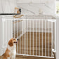 Cumbor 34" Extra Tall No Bottom Bar Baby Gate for Stairs, Auto Close Dog Gate Indoor for Larger Pets, 31.6-48" Hardware Mounted Safety Gate for Doorways, Wide Walk Thru Door for Easy Access (White)