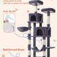 Taoqimiao Cat Tree, 66.2-Inch Cat Tower for Indoor Cats, Plush Multi-Level Cat Condo with 7 Scratching Posts, 2 Perches, 2 Caves, Hammock, 2 Pompoms, Smoky Gray MS013G