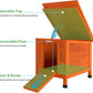 Coziwow Rabbit Hutch, Outdoor Cat House Weatherproof, Bunny Cage Indoor with Openable, Portable Small Animals Shelters with Nonslip Ramp for Hideout Rabbits/Feral Cats/Chicken/Small Animals-Orange