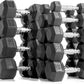 6-10 Pair Iron and Rubber Dumbbell Set 350/450 and 550 lbs 5-50 lbs Hand Free Weight for Strength Hex Coated Weights with Vertical Storage Rack Home Gym 5-50 lb - Black