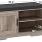 2-Tier Storage Bench, Shoe Bench with Thickened Padded Seat Cushion, Entryway Bench with 2 Doors, Adjustable Shelf, 13.8" D x 37.4" W x 18.5" H, for Entryway, Living Room, Bedroom, Greige