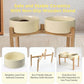 SPUNKYJUNKY Elevated Dog Bowls Ceramic, 8.3'' Dogs Food Water Bowls Raised with Non-Slip Bamboo Stand for Large Sized Breed Microwave Dishwasher Safe - 60 OZ,Beige