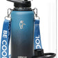 Coolflask Insulated Water Bottle with Strap, 32 oz Metal Water Flask with Straw & Spout Lids, Stainless Steel Double Wall Vacuum, Keep Cold 48h Hot 24h, Leak Proof & Non-BPA, Prussian Blue
