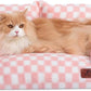 Hollypet Fluffy Plush Dog Cat Pet Couch Soft Calming Sofa Bed for Medium Small Cats and Dogs, Pink and White