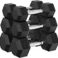 PAPABABE Hex Dumbbell Set, 45-135 lb Rubber Encased Home Gym Dumbbells, Weights Dumbbells Set for Women & Men, Hand Weight with Anti-Slip Grip