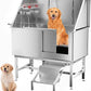 Dog Washing Station 50" Dog Grooming Tub with Right Stair& Faucet, Stainless Steel Dog Bathing Station for Home,Dog Bathtub for Large,Medium,Small Pets