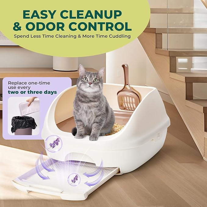 Cat Pads Refills for Tidy Cats Breeze Litter System - Super Absorbent 6-Layer Pads for Odor Control, Lavender Scented - 16.9" x 11.4" - Pack of 40 Litter Box Replacement Pads