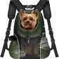 WOYYHO Pet Dog Carrier Backpack Small Dog Front Backpack Ventilated Mesh Dog Travel Back Pack with Safety Belt for Travel Hiking Cycling Outdoor Adventures (Size M: 5-9 lbs, Army Green)
