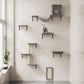 NUNU LAB Wall Mounted Cat Furniture, 6 Pcs Cat Wall Shelves with Condo House, Bridge, Steps, Scratcher, Hammock, Indoor Safe & Stable Furniture for Kittens Play, Dark Gray