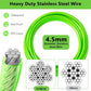 Dog Tie Out Cable 15FT-500Lbs,Heavy Duty Dog Leads&Tether for Yard with Swivel Hook,Small Large Dogs Leash Line for Outside,Rust Chew Proof Dogs Run Cable for Outdoor Camping (Green, 15FT)