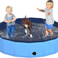 63" x 12" Foldable Dog Pool - Collapsible Hard Plastic Kiddie Pool for Dogs & Kids, Non-Slip Pet Bath Tub for Outdoor Backyard Use, Lightweight & Portable (Blue)
