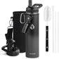 Insulated Water Bottle 24oz, Triple Wall Vacuum Stainless Steel (Cold for 48 Hrs, Hot for 24Hrs), Leak Proof & Non-BPA, 24oz Hydro Water Flask with Paracord Handle & Straw Spout Lids