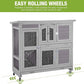 GUTINNEEN Guinea Pig Cage 2 Story Indoor Rabbit Hutch Outdoor Bunny House with Wheels and Leakproof Tray 47" L