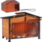 GUTINNEEN Heated Dog House Outdoor Dog Kennel with Safe Heated Pad, Chew-Proof Metal Frame and Rotating Food Bowl for Small to Medium Dogs, 39.7"x25.5"x32.2" (Dark Brown)