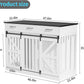 48'' Dog Crate Furniture with Divider&Storage Drawers, Wooden Double Dog Kennel Furniture End Table with Sliding Barn Doors, White Double Dog Crate TV Stand
