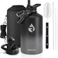 One Gallon Water Bottle Insulated, Triple Walled Vacuum Stainless Steel (Cold for 48 Hrs), Leak Proof & Non-BPA, Large Water Flask Jug with Paracord Handle & Straw Spout Lids
