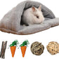 kathson Rabbit Cave Sleeping Bed Guinea Pig Hideout Cozy House Pet Soft Warm Fleece Winter Slipper Cushion Small Animal Nest Cage for Ferrets Squirrel Hamster Chinchilla Rat Hedgehog Bunny