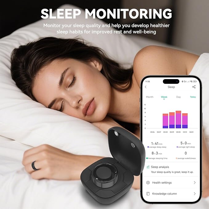 Smart Ring for Men Women with Black Charging Box, Bluetooth, Health Ring , IP68 Waterproof, Fitness Ring Tracks Heart Rate/Sleep/Steps/Sports Activities/Blood Oxygen,non-subscription app (Black, 7)