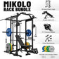 Mikolo Power Cage, Power Rack with Cable Crossover System, 1500LBS Squat Rack with LAT Pull Down System, Workout Cage with Pulley System for Fitness Home Gym